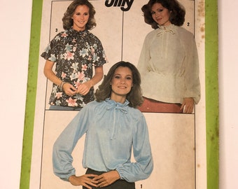 Womens Blouse Pattern Pullover Blouse Pattern Simplicity 8293 Top Pattern Size 6-8 Uncut Pattern FF Jiffy Simplicity Pattern 1970s Blouse