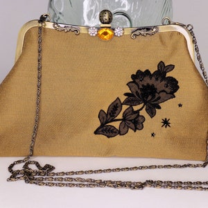 Kiss Lock Frame Purse Evening Bag Gold Silk Purse Kiss Lock Bag Free Shipping
