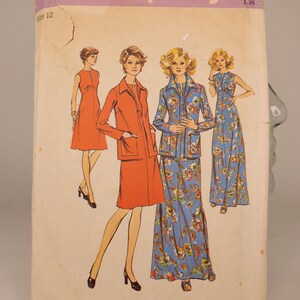 Dress Pattern Womens Jacket Pattern Simplicity 6559 Size 12 Pattern Vintage Simplicity Clothing Pattern 1970s Dress Pattern 1970s Jacket