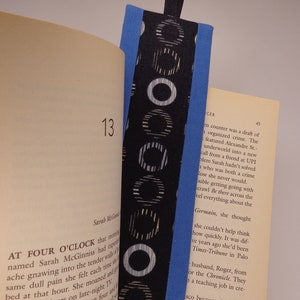 Bookmark Fabric Bookmark Blue And Black Bookmark Gift for Booklover Handmade Bookmark Stocking Stuffer Gift Idea Free Shipping