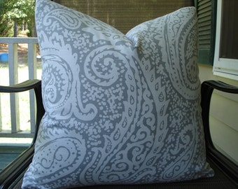 Paisley Pillow Covers One Pair 18 x 18 Grey and White Handmade Decorative Throw Pillows Home Decor Pair Paisley Pillows Accent Pillows