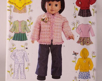 18" Doll Clothes Pattern Doll Shirt Skirt Poncho Jacket Pants Sweatshirt Simplicity 4297 Uncut Pattern FF Craft Pattern Free Shipping