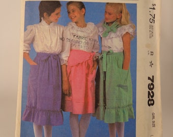 Girls Skirt Pattern Girls Wrap Skirt Pattern Girls Scarf Pattern McCalls 7928 Girls Size Large 12-14 Uncut Not FF Girls Clothing Pattern