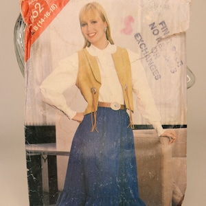 Womens Vest Pattern Skirt Pattern See & Sew 5062 Butterick 5062 Size 14-16-18 Uncut Pattern FF Clothing Pattern Western Style Vest