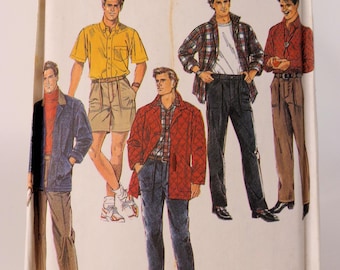 Mens Pants Pattern Shorts Pattern Shirt Pattern Jacket Pattern Simplicity 9931 Size 42-48 Uncut Pattern FF Mens Sewing Free Shipping