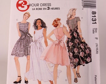 Dress Pattern McCalls 8131 Size 16-18-20 Uncut Pattern FF Clothing Pattern Womens Pattern Easy To Sew Pattern 3 Hour Dress Free Shipping