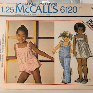 Girls Dress Pattern Girls Jumpsuit Pattern Girls Romper Pattern Mccalls 6120 Girls Size 6 Uncut Pattern FF Girls Clothing Free Shipping