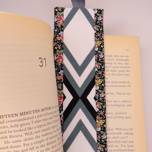 Bookmark Fabric Bookmark Geometric Print Bookmark Gift for Booklover Handmade Bookmark Stocking Stuffer Gift Idea Free Shipping
