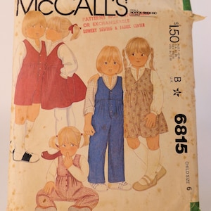 Girls Jumper Pattern Girls Jumpsuit Pattern Girls Shirt Pattern McCalls 6815 Girls Size 6 Girls Clothing Pattern Girls Sewing Free Shipping
