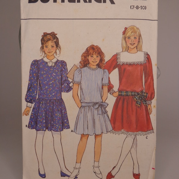 Girls Dress Pattern Butterick 3042 Size 7-8-10 Girls Clothing Pattern Uncut Pattern FF Vintage Butterick Free Shipping