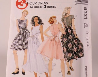 Dress Pattern McCalls 8131 Size 12-14-16 Uncut Pattern FF Clothing Pattern Womens Pattern 3 Hour Dress Pattern Free Shipping