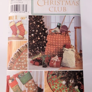 Modello per decorazioni natalizie, gonna per albero di Natale, modello per sacchetto regalo Simplicity 4842, modello non tagliato, modello di cucito natalizio non tagliato, non modificato