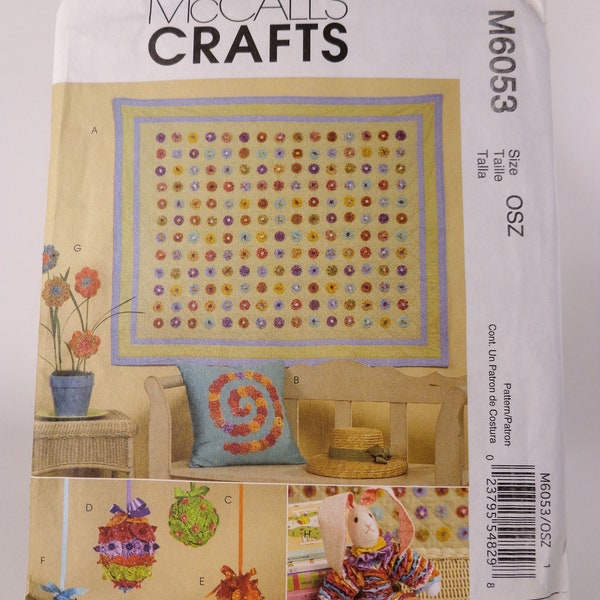 Yo Yo Quilt Pattern Pillow Pattern Flower Egg And Ball Decorations Yo Yo Bunny Pattern McCalls 6053 Uncut FF Craft Pattern Free Shipping