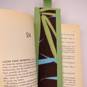 Bookmark Fabric Bookmark Green and Brown Palm Leaf Bookmark Gift for Booklover Handmade Bookmark Stocking Stuffer Gift Idea Free Shipping