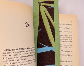 Bookmark Fabric Bookmark Green and Brown Palm Leaf Bookmark Gift for Booklover Handmade Bookmark Stocking Stuffer Gift Idea Free Shipping