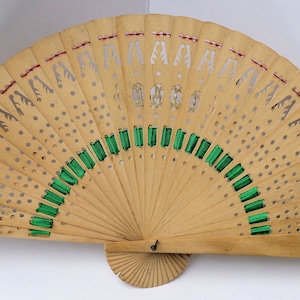 Vintage Bali Handheld Fan Cut Out Wood Fan With Ribbon Home Decor Wall Art Free Shipping