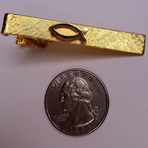 Jesus Fish Tie Clip Gold Tone Tie Clip Vintage Tie Clip Mens Accessories Mens Jewelry Free Shipping