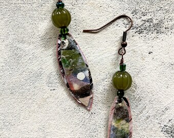 Mocha dangles upcycled artist palette