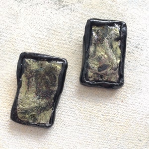 Smoke gray post earring upcycled artist palette
