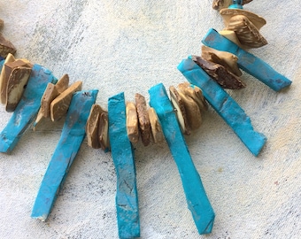 Turquoise tribal choker upcycled artist palette