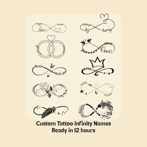 Custom Name Tattoo Design | Digital PNG & SVG | Custom Temporary Tattoos Infinity Names | Infinity Tattoo Personalized Name Instant Download
