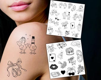 Tatuajes temporales para bodas: ganso de fiesta | Tatuajes para la fiesta de los novios | Tatuaje de recuerdo de boda | Tatuaje temporal para la recepción de la boda