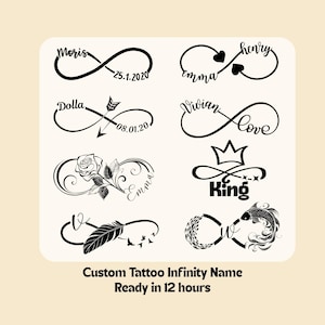 Anpassad namntatueringsdesign | Digital PNG och SVG | Anpassade tillfälliga tatueringar med oändliga namn | Oändlig tatuering personligt namn direkt nedladdning