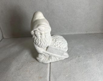 gnome and wheelbarrow bisque ready to paint
