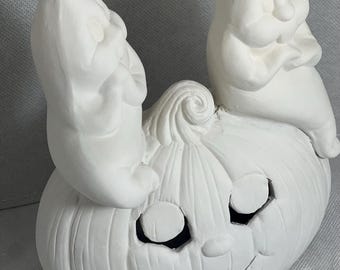 pumkin ghost bisque  lamp ready to paint