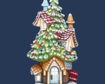 Spruce Tree  Lodge  lamp bisque ready to paint