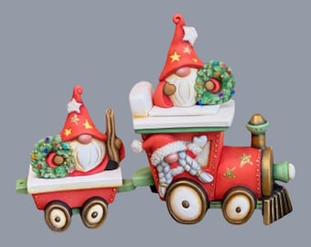 Gnome train lamp bisque ready to paint unpainted