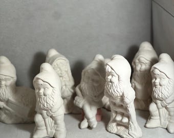 garden gnomes bisque ready to paint set of 8