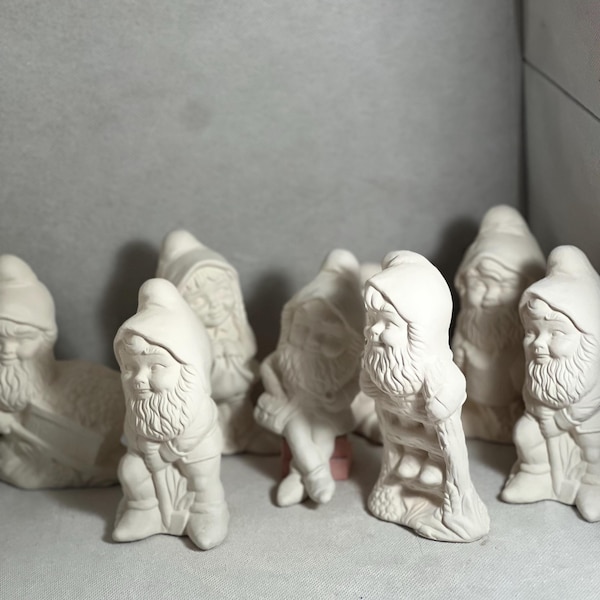 garden gnomes bisque ready to paint set of 8