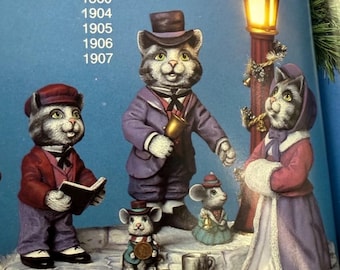 Caroling Christmas cats bisque ready to paint