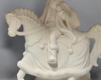 Santa on horse bisque ready to paint