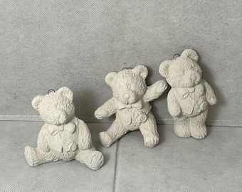 teddy bear bisque ornament ready to paint