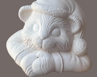 bear mistletoe holder bisque ready to paint