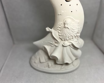 wizard man and moon bisque ready to paint 9x6 lamp