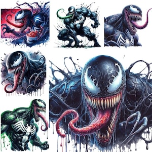 14 bunte wilde Venom Clip Art, digitale Bilder von Venom, klare Drucke mit Venom Design: Macht und Angst Themed Art für T-Shirts, Flaschen