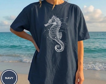 Constellation Seahorse T-shirt | Nautical Marine Life Tee, Sea Animal Lover T-Shirt