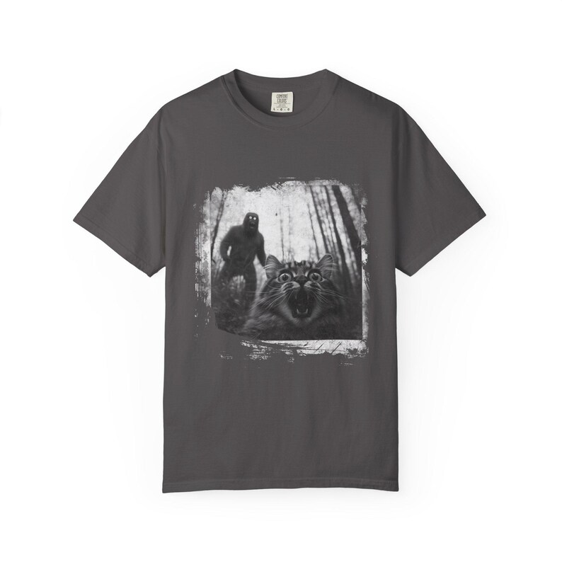 Found Footage Selfie Cat Bigfoot Halloween Monster Shirt, Funny Cat Shirt, Cat lover T Shirt, Big Foot Shirt, Horror Shirt, Spooky Shirt image 4