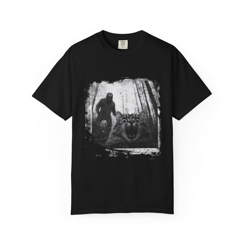 Found Footage Selfie Cat Bigfoot Halloween Monster Shirt, Funny Cat Shirt, Cat lover T Shirt, Big Foot Shirt, Horror Shirt, Spooky Shirt image 2