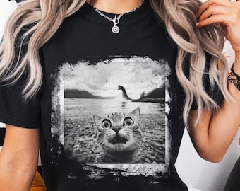 Found Footage Selfie Cat Loch Ness Monster Shirt, Selfie Cat Halloween Line, Cat lover Shirt, Loch Ness Monster Shirt, Halloween Horror Gift