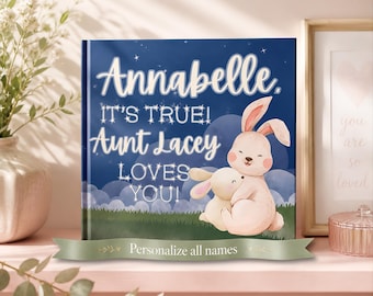 Custom Children's Story, Personalized Name Aunt and Niece or Nephew Bunny Book