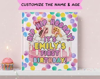 Personalized 1st 2nd 3rd Birthday Book for Baby Girl, Pink Custom Name Story