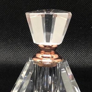 1980s Signed Oleg Cassini Crystal Perfume Bottle with Glass Dauber