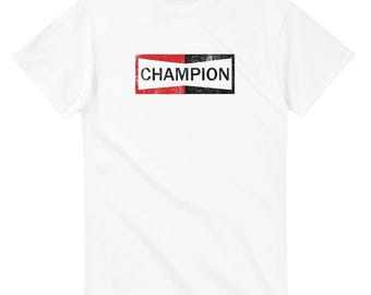 CHAMPION logo, Spark Plug, Once Upon A Time In Hollywood, Brad Pitt T-shirt, Unisex Heavyweight Crew Neck T-Shirt | Gildan® 5000