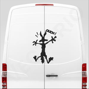 Calcomanía de vinilo de Wile E. Coyote con dibujos animados divertidos de golpes y abolladuras para coche, furgoneta, autocaravana