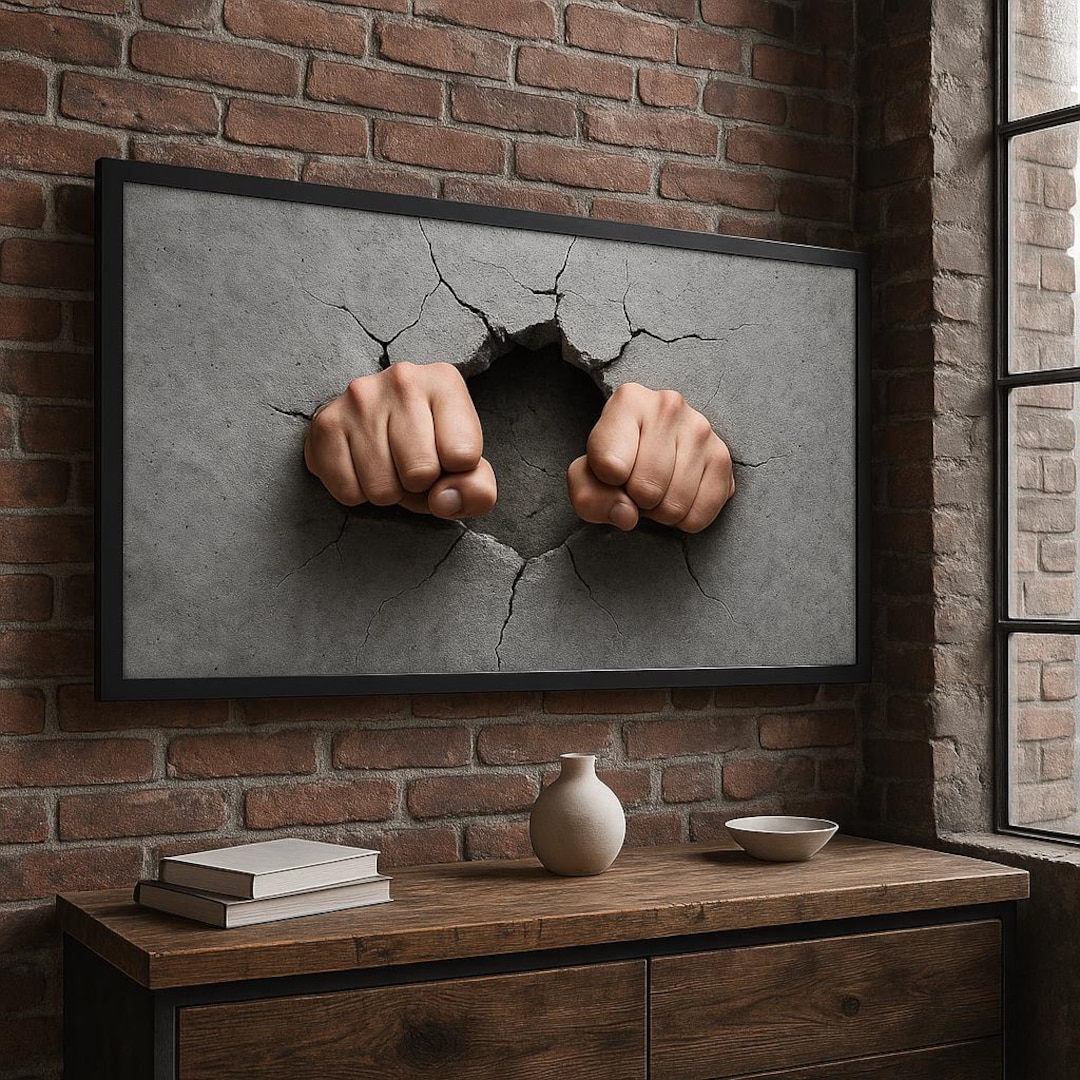 Television Art Frames Concrete Breakout TV Bundle, 4K Frame TV Illusion ...