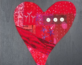 Unique Red Heart Art Quit | Modern Red Wall Art | Abstract Heart Art Decor | Red  Purple Art Decor | Contemporary Red Heart